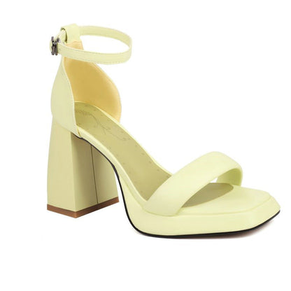 Fresh Arrivals at Buy Center: Women's Chunky Heel High Heel Platform Ankle-strap Buckle Sandals Yellow