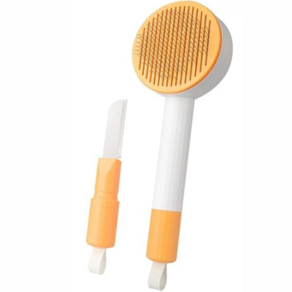 New 2-in-1 Grooming Brush Hair Remover Brush And Deshedding Brush For Indoor Long Haired Cats And Shedding Cats And Dogs Quick To Clean And Washable Easy Storage Suspension Yellow