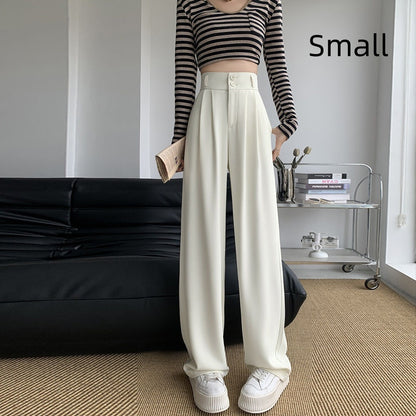 Buy Center Special-Ice Silk Wide-leg Pants Women's High Waist Drooping Suit Pants White Small Man