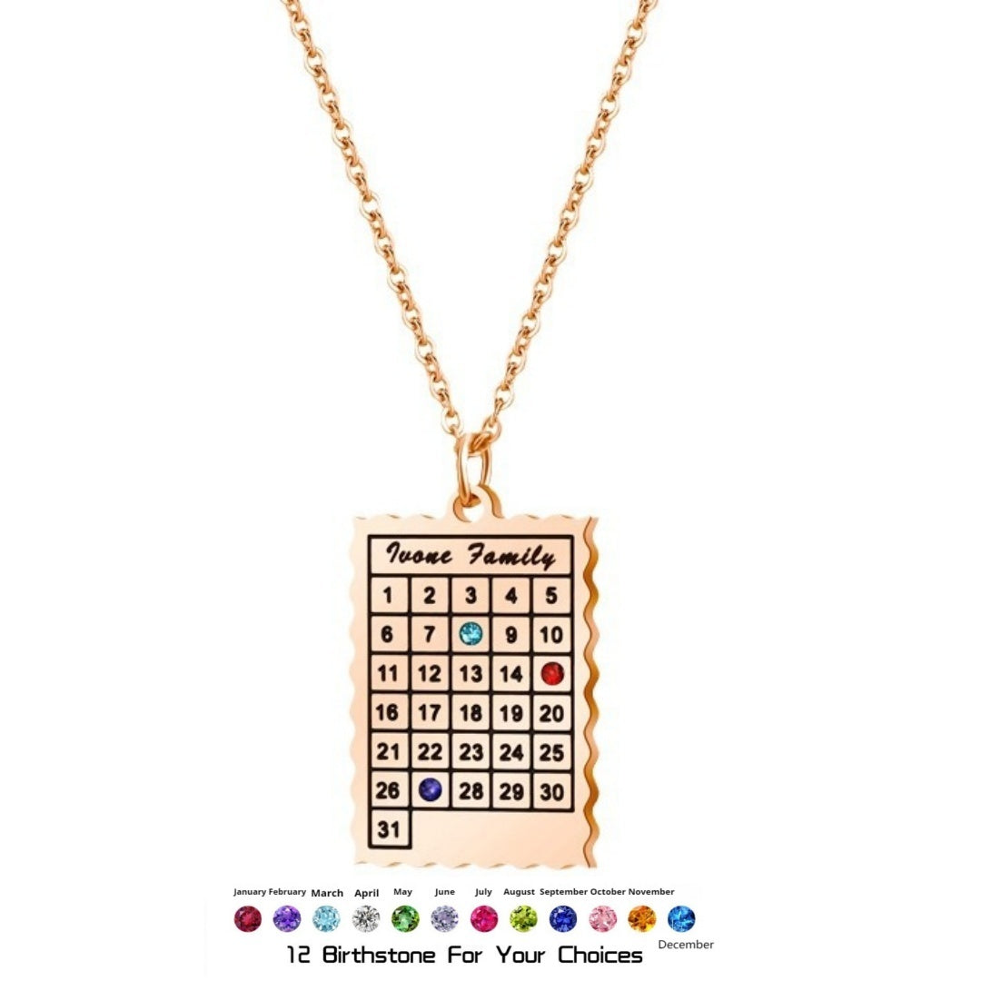 Female DIY Engraving Basic Versatile Calendar Necklace