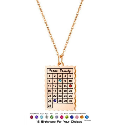 Female DIY Engraving Basic Versatile Calendar Necklace