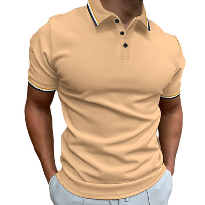 Now Available at Buy Center: Men's Slim Polo Shirt Rib Striped T-shirt Top