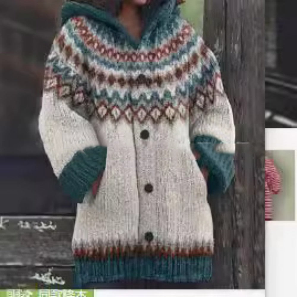 Retro Coat Lazy Hooded Knitted Buy Center