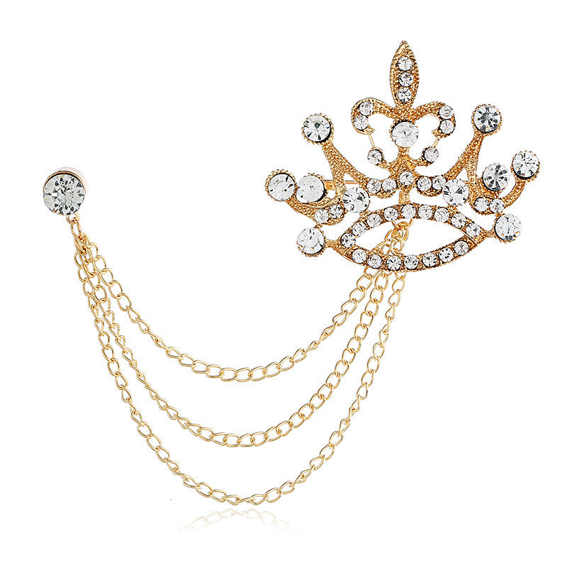 Broche couronne de mode corsage en diamant