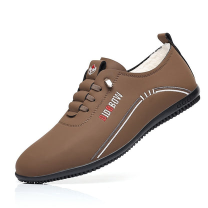 Zapatos casuales de negocios para hombre, sin cordones, ligeros, con forro polar