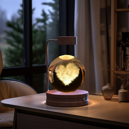 Crystal Ball Cosmic Dinosaur Indoor Night Light USB Power Warm Bedside Light Birthday Gift Night Lamp Love Cloud Dark wood