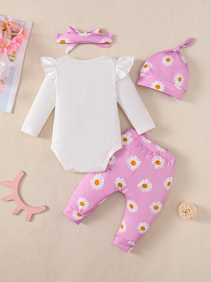 Fresh Arrivals at Buy Center: Baby Girl Cotton Romper 4-piece Set