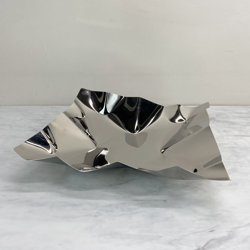 Just Arrived at Buy Center: Folding Art Stainless Steel Square Fruit Plate Silver