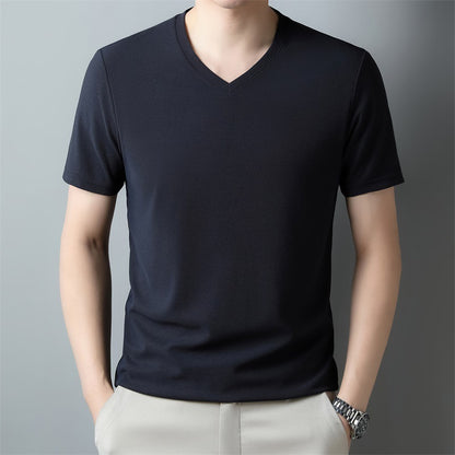 Fresh on the Scene at Buy Center: Men's Thin Casual Solid Color And V-neck Short-sleeved T-shirt