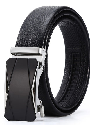 Ceinture d'affaires à boucle automatique en cuir pour homme