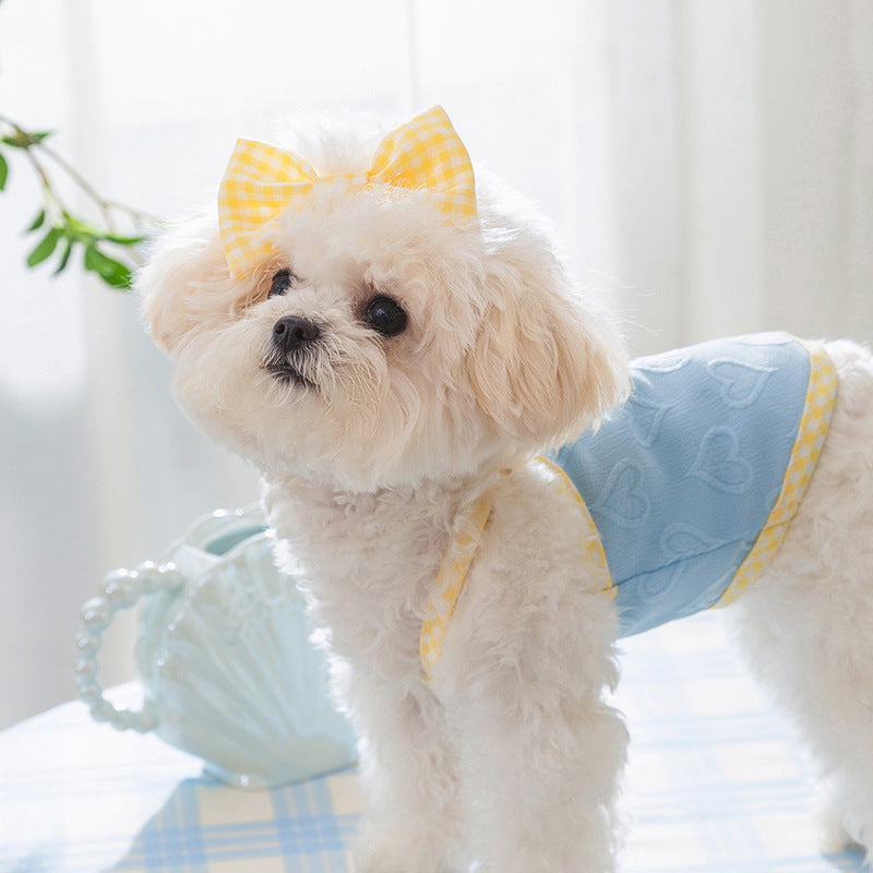 Hot New Items at Buy Center: Heart Relief Texture Bow Suspenders Vest Small Dog