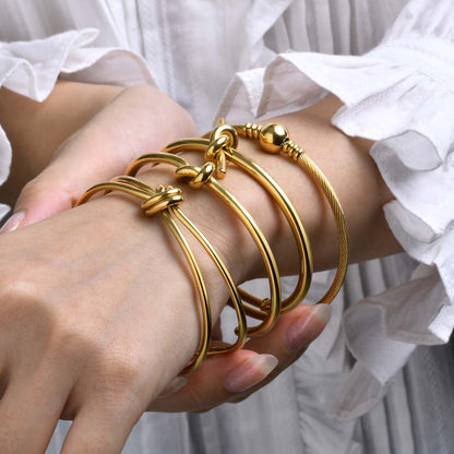 Pulsera de moda con nudo abierto de acero inoxidable para mujer