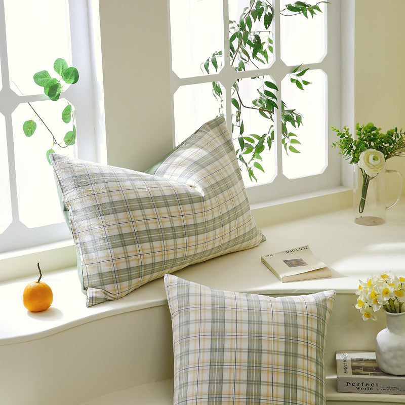 Washed Cotton Pillowcase Yarn-dyed Double-piece Types A And B Single Pillowcase Buy Center