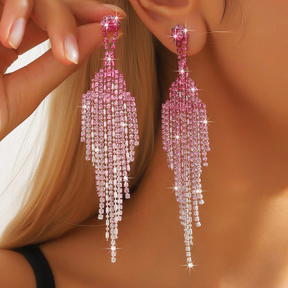 Buy Center Top Rated-Full Rhinestone Tassel High-grade Affordable Luxury Style Unique Design Earrings