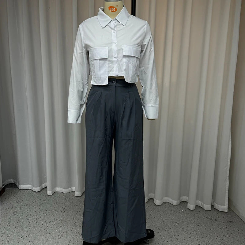 Trending Now at Buy Center: Women's Fashion All-match Slim Fit Shirt Outfit