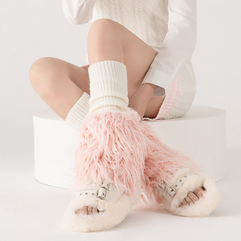 Furry Foot Sock Bunching Socks Thickened Yabi Leg Warmer Buy Center