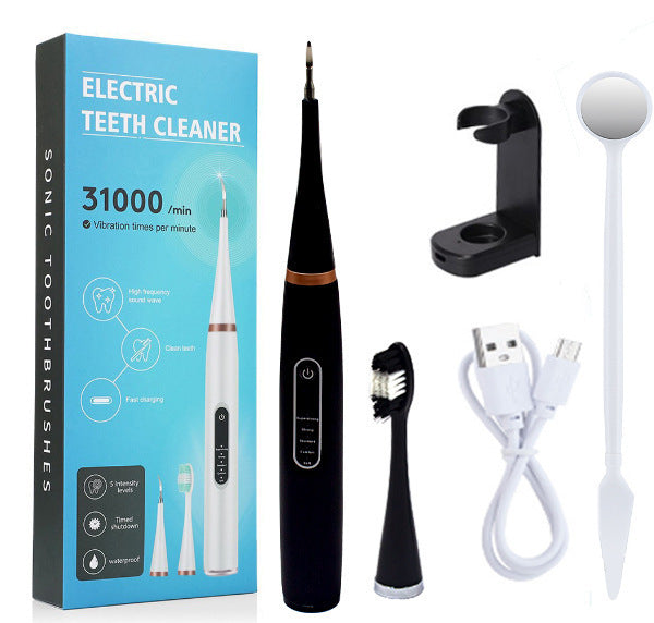 Buy Center Handpicked- Household Ultrasonic Six-in-one Electric Teeth Cleaner 156X Black Basic Style English