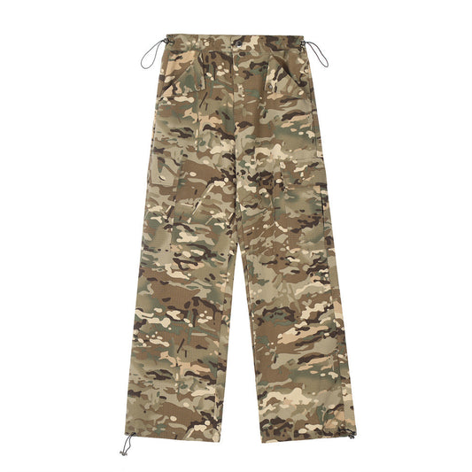 Just Arrived at Buy Center: Men's Multi-pocket Drawstring Camouflage Workwear Straight-leg Trousers Yellow