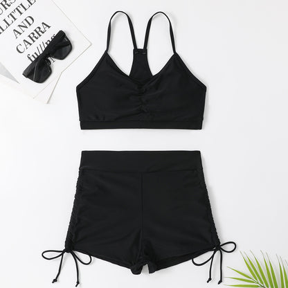 Newly Released at Buy Center: Women's Pure Color Bikini High Waist Split Swimsuit