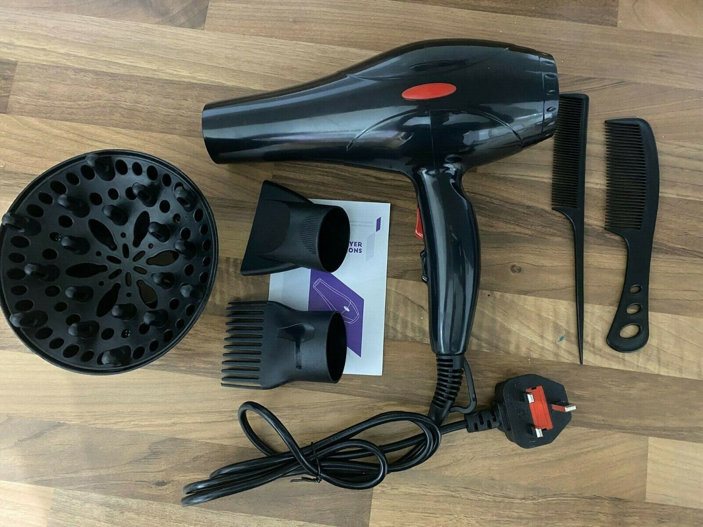 Sèche-cheveux de style professionnel 2200 W avec concentrateur de buse et souffleur Pro Salon Heat UK