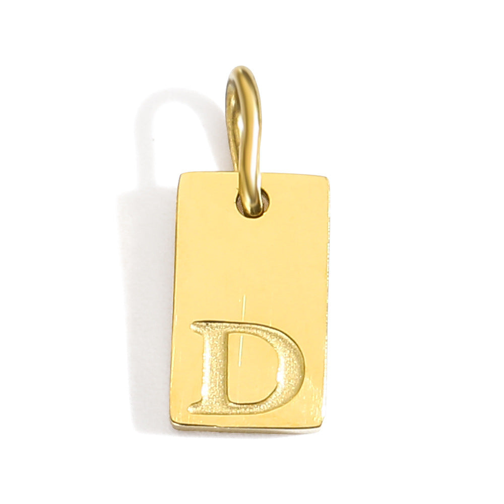 Buy Center Excellence-26 English Letters Pendant Parts Stainless Steel Gold-plated Pendant Gold D