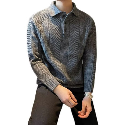 Winter Thermal Base Pullover Men's Sweater Casual Polo Collar Polo Shirt Buy Center