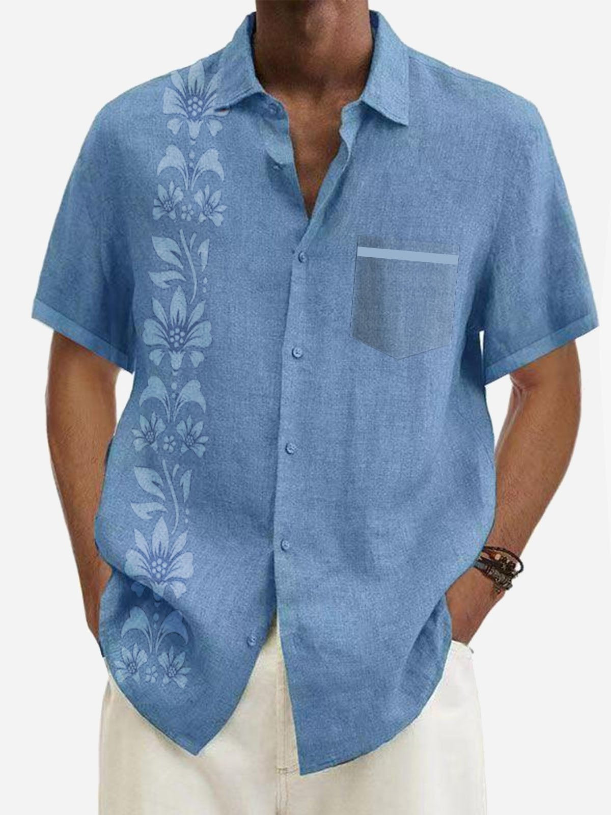 Just Arrived at Buy Center: Digital Printing Polyester Plain Men's Short Sleeve Shirt OFSZY00059