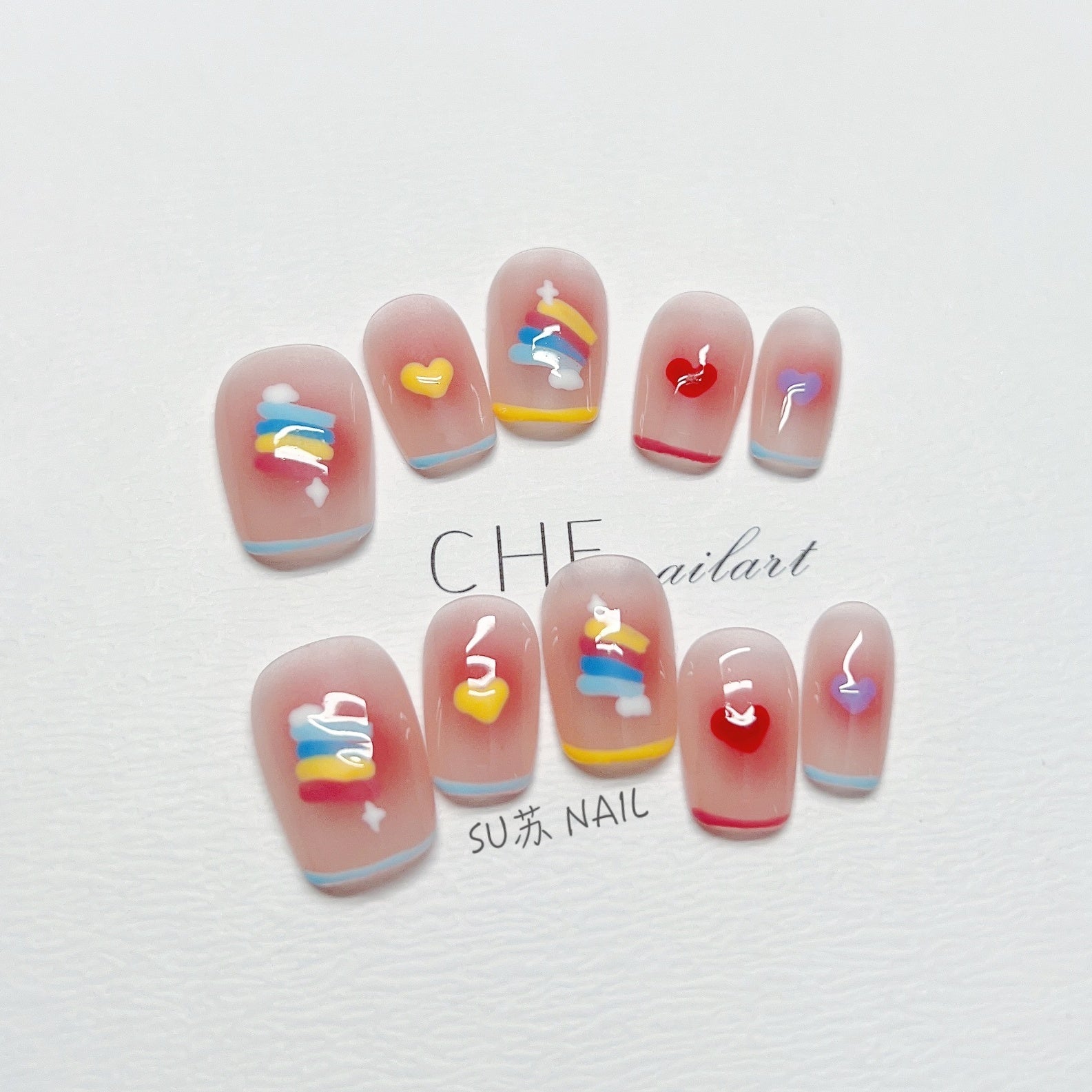 Trending Now at Buy Center: Handmade Custom Wear Nail Rainbow Candy