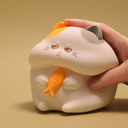 New at Buy Center: Greedy Cat Small Desktop Cartoon Creative Night Light 0.92W Yellow Fish English