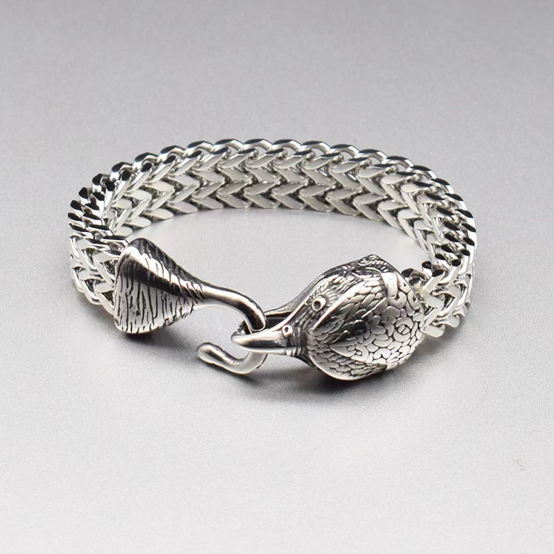 Buy Center Hot Pick-Men's Retro Punk Stainless Steel Bird Head Bracelet Steel