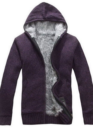 Manteau cardigan tricoté à capuche style coréen slim