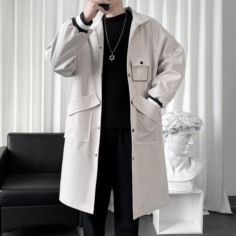 Men's Mid-length Temperament Overknee Overcoat | Men's Clothing-Outerwear & Jackets-Wool | Buy Center