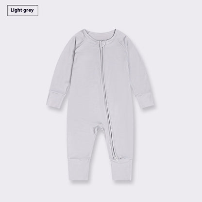 Hot New Items at Buy Center: Bamboo Fiber Baby Jumpsuit Baby Zipper Pajamas Light Gray