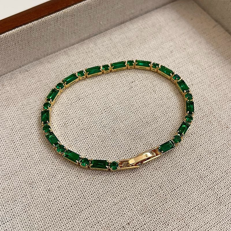 Buy Center Hot Pick-Copper Micro Inlay Vintage Emerald Zircon Bracelet