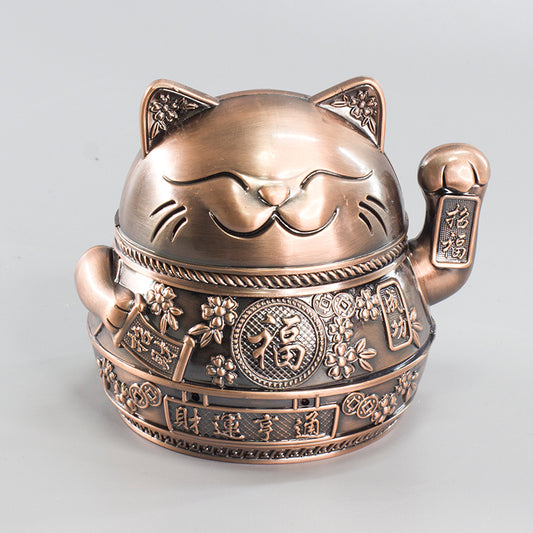 Fresh Arrivals at Buy Center: Lucky Cat Ashtray Creativity Personality Trendy Home Living Room With Cover Anti-fly Ash Uxury High-end Simple Ashtray Red ancient