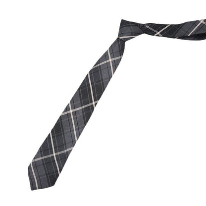 JK Tie Black Gray Plaid Striped Girl Bow