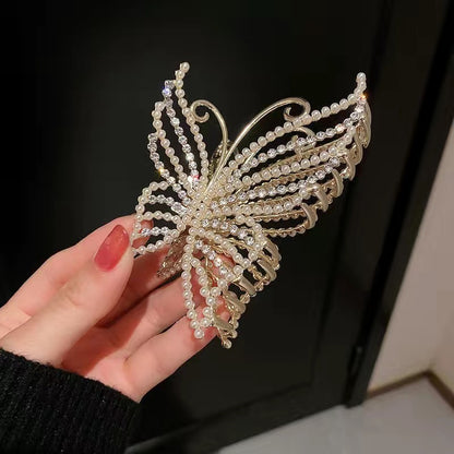 Empuñadura de aleación con forma de mariposa y perla para damas