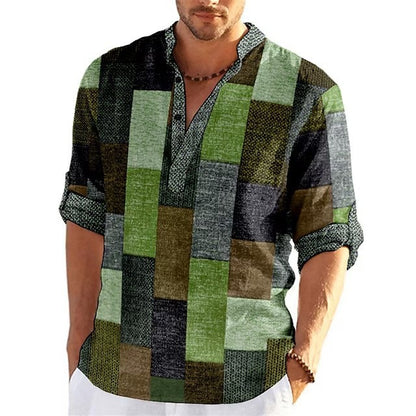 Buy Center Handpicked- Simple Printed Stand Collar Men's Casual Shirt CT13GG25