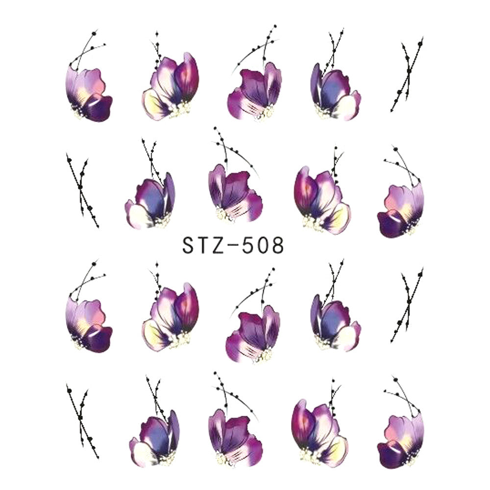 Trending Now at Buy Center: 1pcs Nail Sticker Butterfly Flower Water Transfer Decal Sliders for Nail Art Decoration Tattoo Manicure Wraps Tools Tip JISTZ508 STZ 508