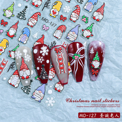 Christmas Relief Nail Stickers Paper Tape Adhesive Waterproof Embossed Sticker MO127