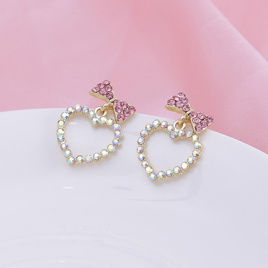 Buy Center Exclusive Offer-Hollow Out Heart-shaped Bow Earrings, Niche Design, Heart-shaped Earrings, High-end, Light Luxury Earrings