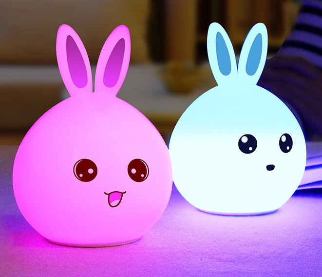 Cute Night Light Animal Rabbit Night lamps Touch Sensor Silicone LED Colorful Lights Buy Center