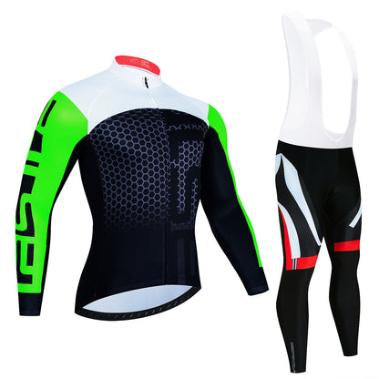 Fresh on the Scene at Buy Center: Men's Riding Jersey Long Sleeve Top And Trousers Wicking Breathable Cycling Suspender Suit Style17