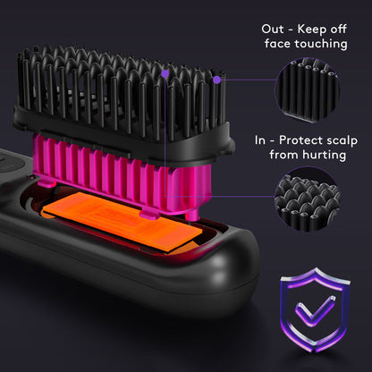 Peigne à cheveux lisse 2 en 1, lisseur sans fil, brosse à cheveux, chauffage rapide, boucleur chaud portable, chargement USB