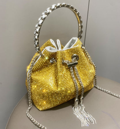 Buy Center Excellence-European And American Shiny Diamond Handbag For Women Bright Gold Medium