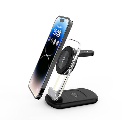 Hot New Items at Buy Center: Transparent Folding Magnetic Three-in-one Wireless Charger Black