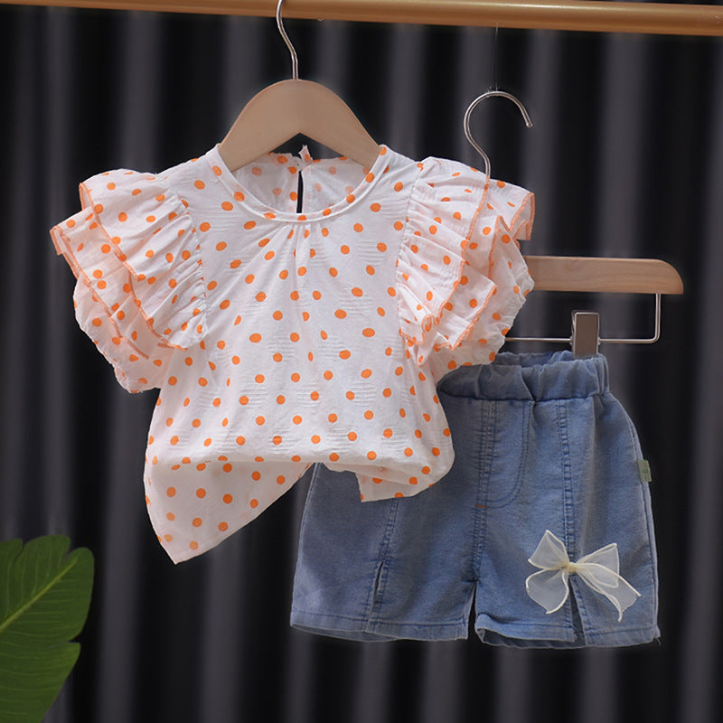 Fresh on the Scene at Buy Center: Children's Suit Women's Polka Dot Ruffles Orange