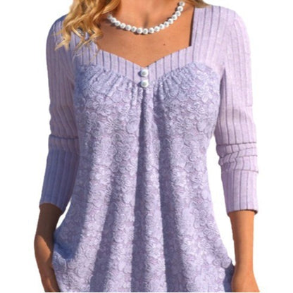 Square Collar Elegant Purple Top Buy Center