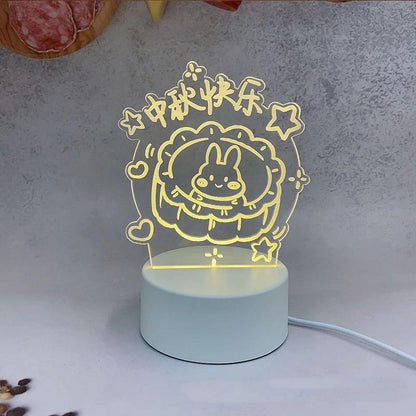 New Mid-Autumn Small Night Lamp Bedside Table Decoration 3D Acrylic Table Lamp Big Mooncake