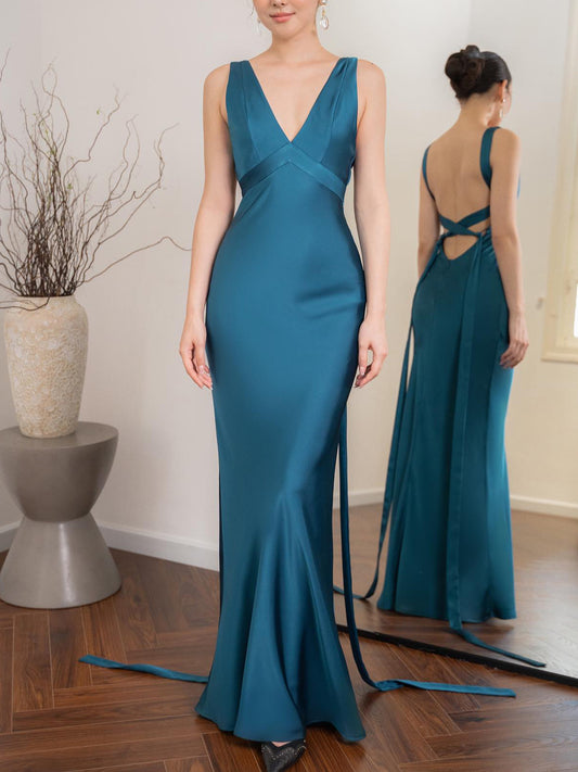 Backless Strappy Lake Blue Wedding Dress | Women's Clothing4 | Buy Center